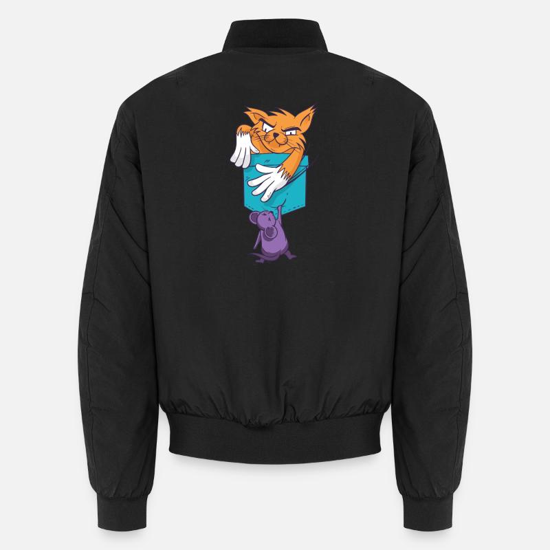 Verspielte Katze mit Mausmuster Unisex Bomberjacke