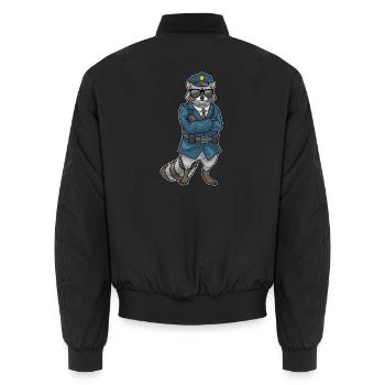 Raccoon Policeman Sunglasses Police - Unisex Bomber Jacket - black - Back - AI Model Male 185 light (185cm)