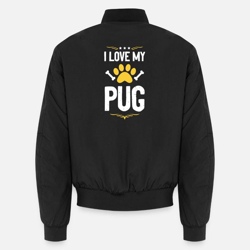 Ich liebe meinen Pug - Unisex Bomberjacke - Schwarz