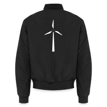 Wind turbine, wind power, energy - Unisex Bomber Jacket - black - Back - AI Model Male 185 light (185cm)