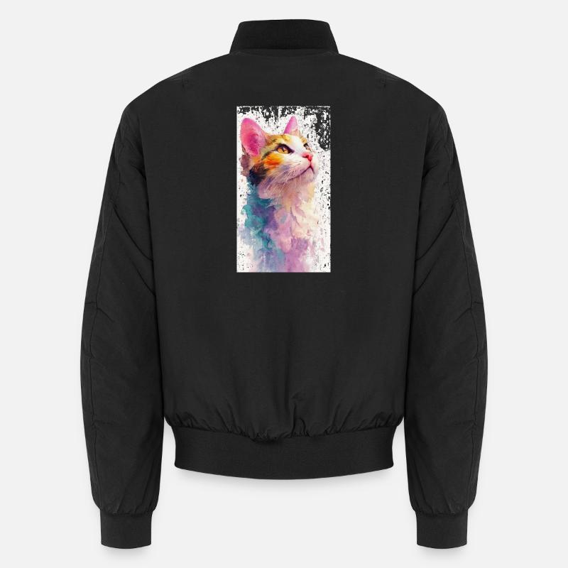 Chat aquarelle « Hope » – Chat aquarelle coloré Bomber unisexe