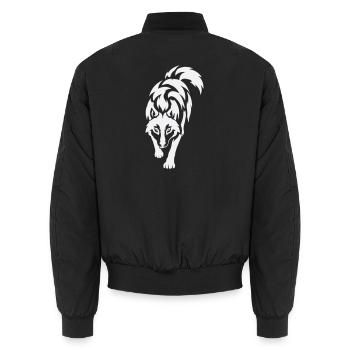 Wolfs Silhouette im Kontrast - Unisex Bomberjacke - Schwarz - Hinten - AI Model Male 185 light (185cm)