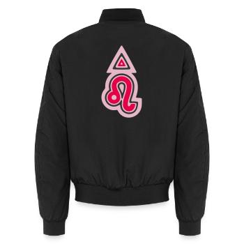 Zodiac Tribal Leo and Fire - Unisex Bomber Jacket - black - Back - AI Model Male 185 light (185cm)