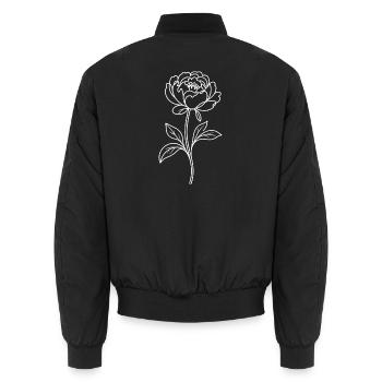 Peony Line Drawing - Unisex Bomber Jacket - black - Back - AI Model Male 185 light (185cm)
