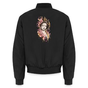 Vintage Buddha Illustration - Unisex Bomberjacke - Schwarz - Hinten - AI Model Male 185 light (185cm)