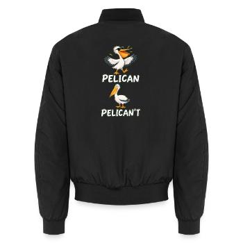 Lustige Pelikan-Vogelliebhaberin – Motivationskunst des Colleges - Unisex Bomberjacke - Schwarz - Hinten - AI Model Male 185 light (185cm)