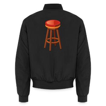 Hocker, Stuhl Barhocker - Unisex Bomberjacke - Schwarz - Hinten - AI Model Male 185 light (185cm)