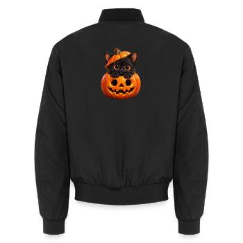 Kätzchen im Jack-o'-Lantern - Unisex Bomberjacke - Schwarz - Hinten - AI Model Male 185 light (185cm)