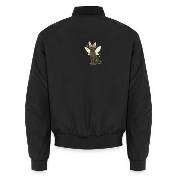 Cloud Wings Fairy Dog with Flower Crown Aleu Kelpie - Unisex Bomber Jacket - black - Back - AI Model Male 185 light (185cm)
