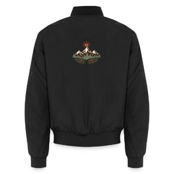 Kompass und Berge – Berge - Unisex Bomberjacke - Schwarz - Hinten - AI Model Male 185 light (185cm)