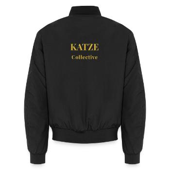 Minimalist Cat T-Shirt – Premium Design - Unisex Bomber Jacket - black - Back - AI Model Male 185 light (185cm)
