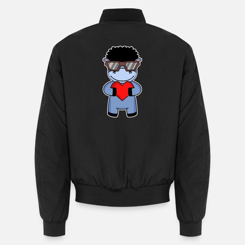 Donkey with sunglasses and heart - Unisex Bomber Jacket - black