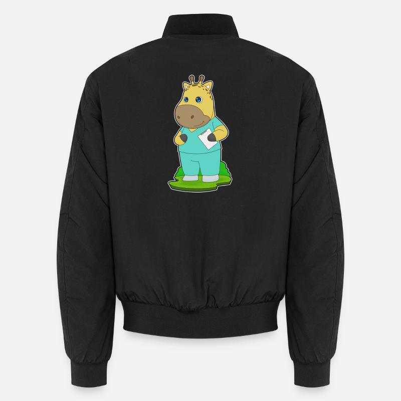 Giraffe Nurse - Unisex Bomber Jacket - black