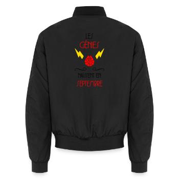 Les Génies Naissent en Septembre Humour - Bomber unisexe - noir - Dos - AI Model Male 185 light (185cm)
