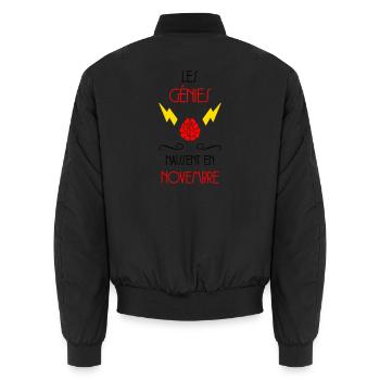 les génies naissent en Novembre - Naissance - Bomber unisexe - noir - Dos - AI Model Male 185 light (185cm)