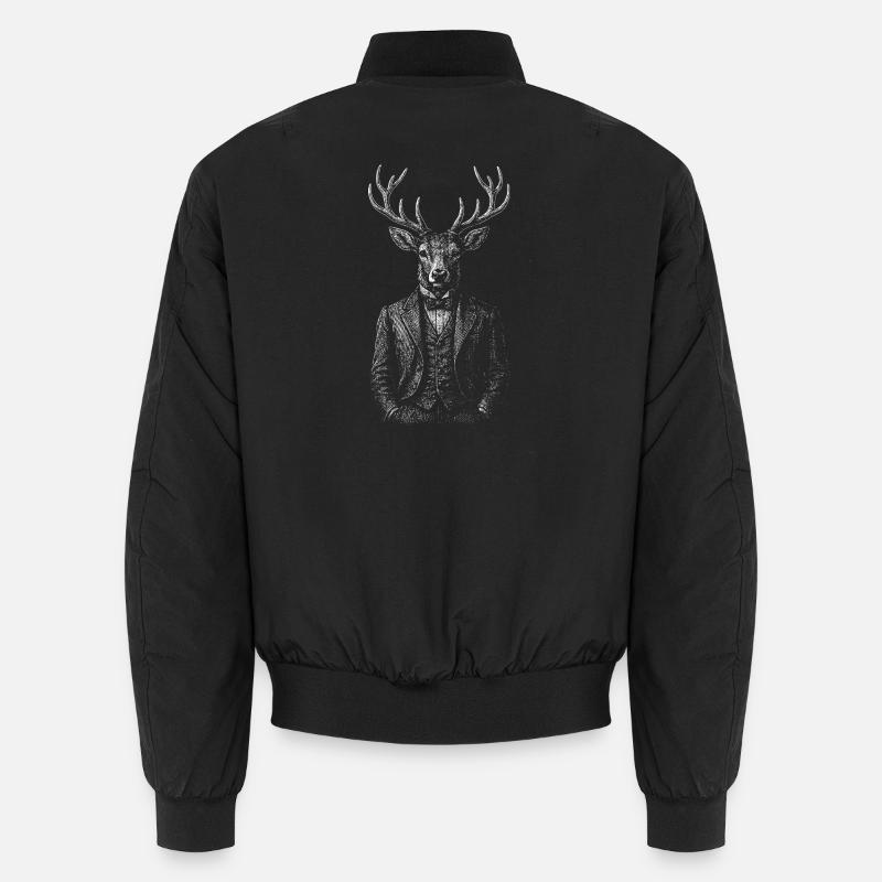 Dapper Deer in a Tailored Suit Unisex Bomber Jacket