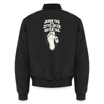 Ohne Zettel am Zeh ist ein guter Tag - Unisex Bomberjacke - Schwarz - Hinten - AI Model Male 185 light (185cm)