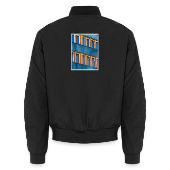 BLAU / ORANGE. - Unisex Bomberjacke - Schwarz - Hinten - AI Model Male 185 light (185cm)