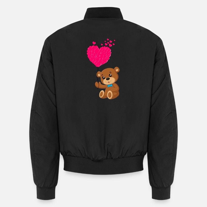 Teddy bear with a heart - Unisex Bomber Jacket - black