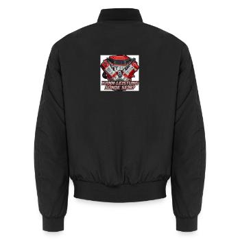 Kraftmotor Design: Leistung vs Sünde - Unisex Bomberjacke - Schwarz - Hinten - AI Model Male 185 light (185cm)