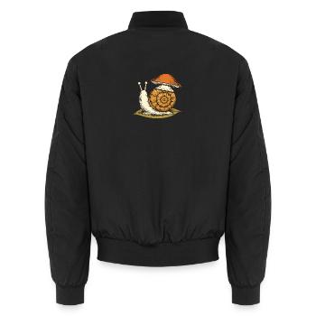 Schnecke mit Pilzhut - Unisex Bomberjacke - Schwarz - Hinten - AI Model Male 185 light (185cm)