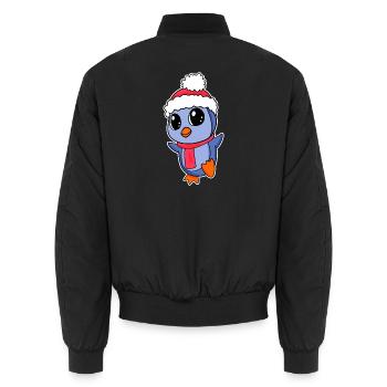 Pinguin Weihnachten - Unisex Bomberjacke - Schwarz - Hinten - AI Model Male 185 light (185cm)
