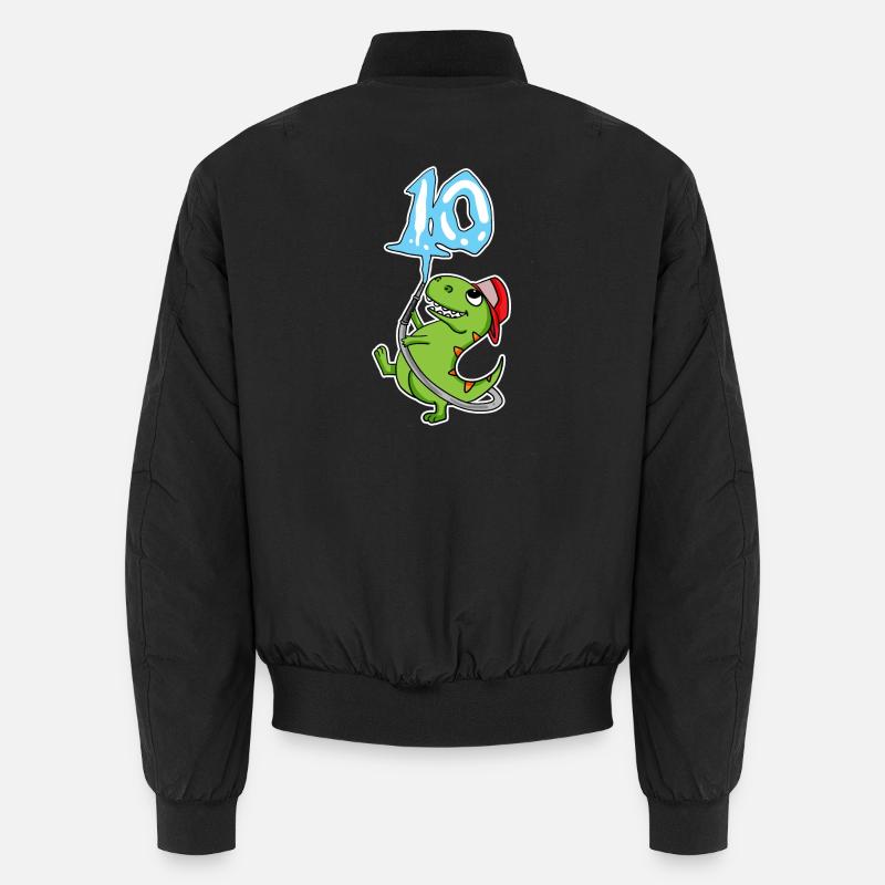 10th Birthday Dinosaur - Unisex Bomber Jacket - black