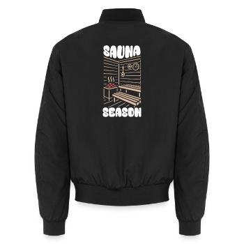 Sauna Season - Sauna - Saying - Unisex Bomber Jacket - black - Back - AI Model Male 185 light (185cm)