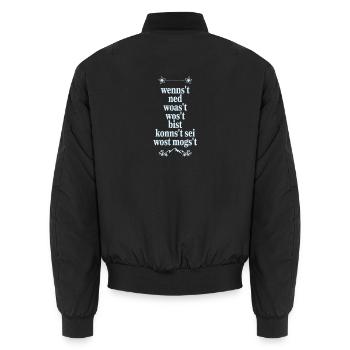 Bayerischer Dialekt Spruchkunst - Unisex Bomberjacke - Schwarz - Hinten - AI Model Male 185 light (185cm)