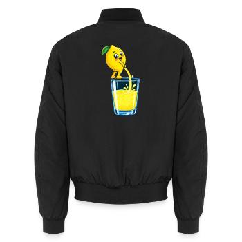 Zitronenheld Spritziges Glasbild - Unisex Bomberjacke - Schwarz - Hinten - AI Model Male 185 light (185cm)