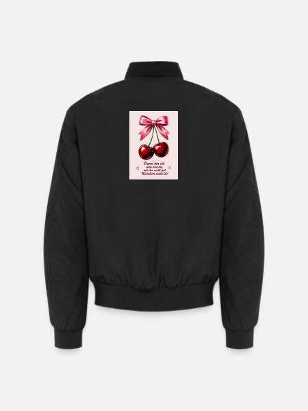Kirschenzauber mit rosa Schleife - Unisex Bomberjacke - Schwarz