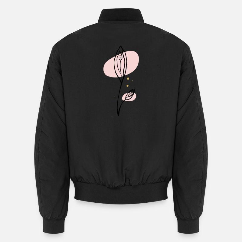 Pink Abstract Leaf Line Art Unisex Bomber Jacket