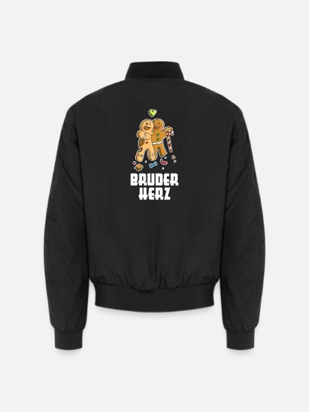 Lebkuchen Bruder Herz Weihnachten lustiger Spruch - Unisex Bomberjacke - Schwarz