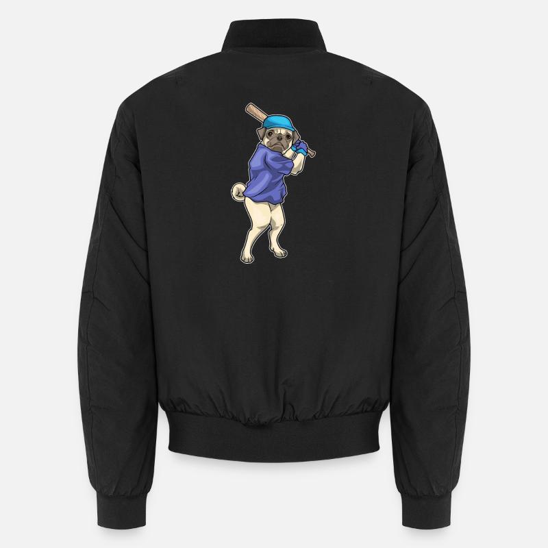 Pug Baseball Baseball Bat Unisex Bomber Jacket