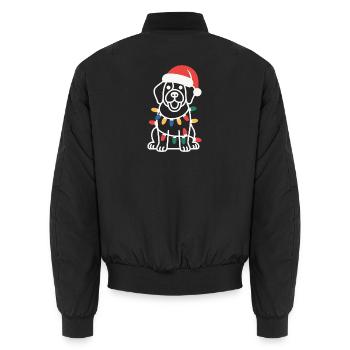 Weihnachtsmann Welpe Weihnachtsbeleuchtung - Unisex Bomberjacke - Schwarz - Hinten - AI Model Male 185 light (185cm)