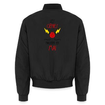 Les Génies Naissent en Mai Cadeau Anniversaire - Bomber unisexe - noir - Dos - AI Model Male 185 light (185cm)
