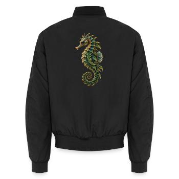 Botanische Seepferdchen-Rüstung - Unisex Bomberjacke - Schwarz - Hinten - AI Model Male 185 light (185cm)