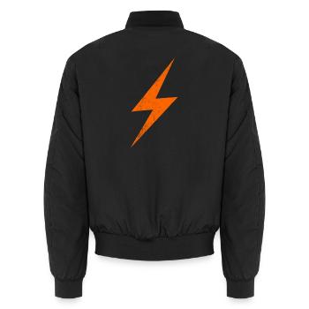 Oranger Blitz-Silhouette - Unisex Bomberjacke - Schwarz - Hinten - AI Model Male 185 light (185cm)