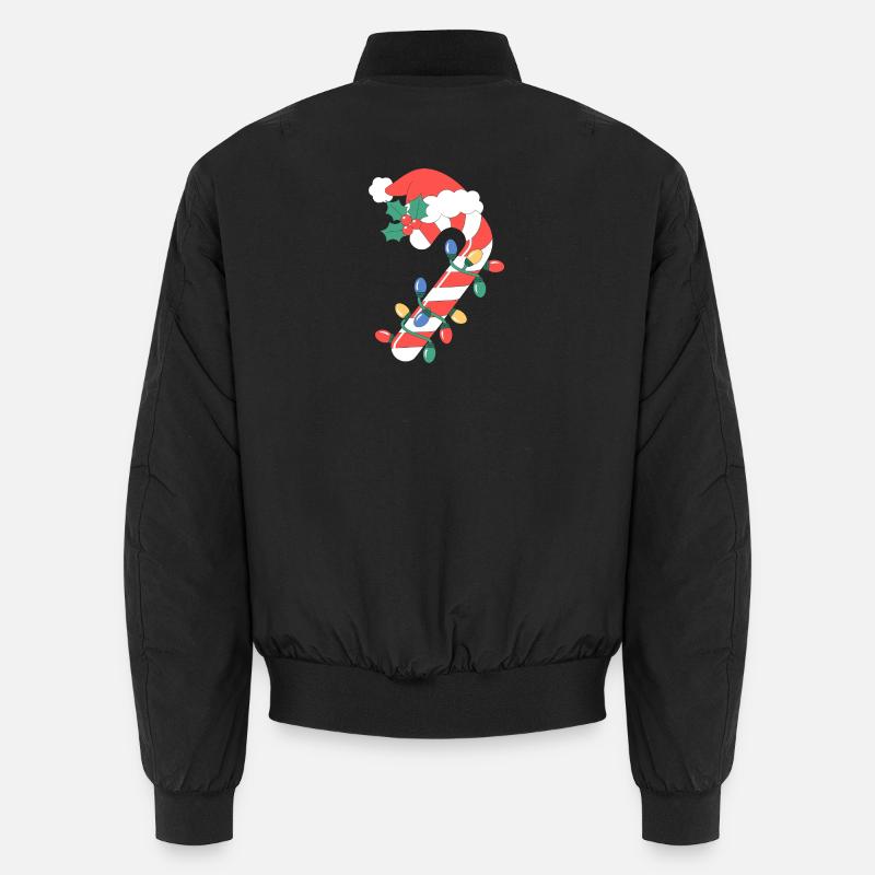 Candy Cane Christmas Lights - Unisex Bomber Jacket - black