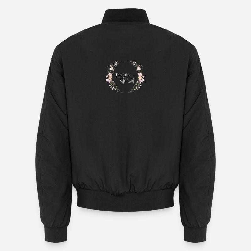 Ich bin voller Wert - Blumenkranz - Zur Geburt Unisex Bomberjacke