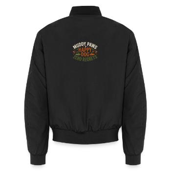 uddy Paws Happy Dog Zero Regrets – Lustiges Hundeh - Unisex Bomberjacke - Schwarz - Hinten - AI Model Male 185 light (185cm)