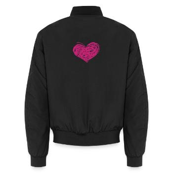 Kritzeln Herz Neonpink - Unisex Bomberjacke - Schwarz - Hinten - AI Model Male 185 light (185cm)