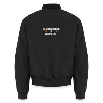 Feierabendbier & Werkstatt – Handwerker T-Shirt - Unisex Bomberjacke - Schwarz - Hinten - AI Model Male 185 light (185cm)
