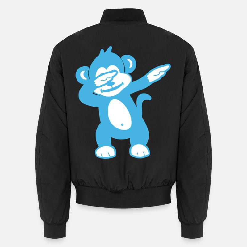 Blue Monkey Mascot - Playful Design - Unisex Bomber Jacket - black