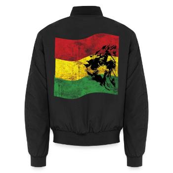 Lion Reggae Fahne - Unisex Bomberjacke - Schwarz - Hinten - AI Model Male 185 light (185cm)