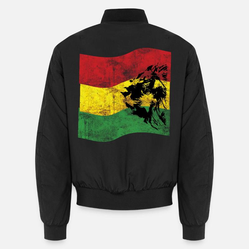 Lion Reggae Flag - Unisex Bomber Jacket - black