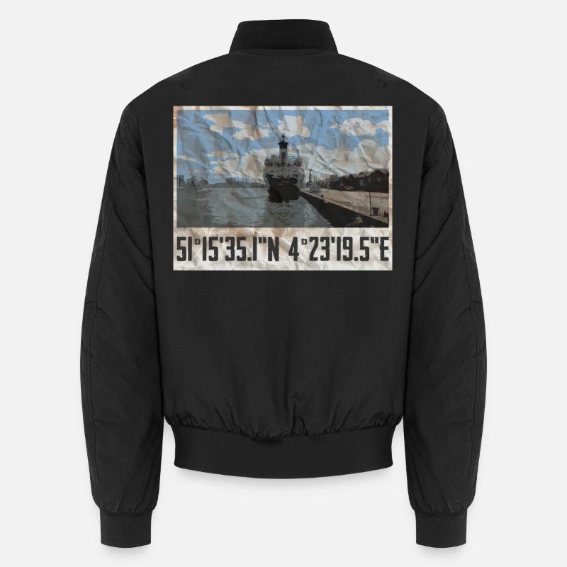 Conception du port d’Anvers avec coordonnées géographiques Bomber unisexe