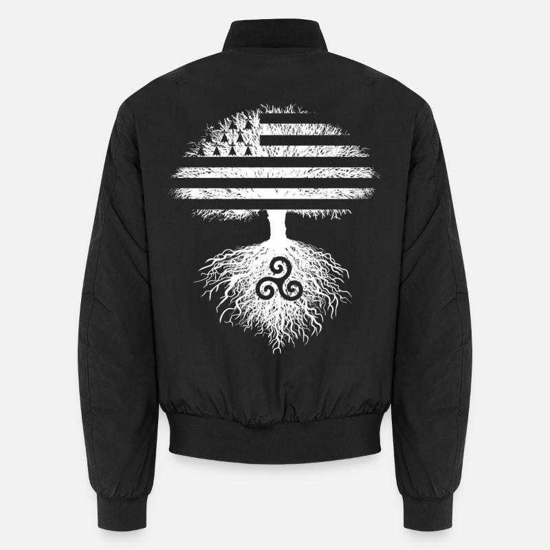 Tree Flag Brittany Gwenn ha Du Triskèle Breton Unisex Bomber Jacket