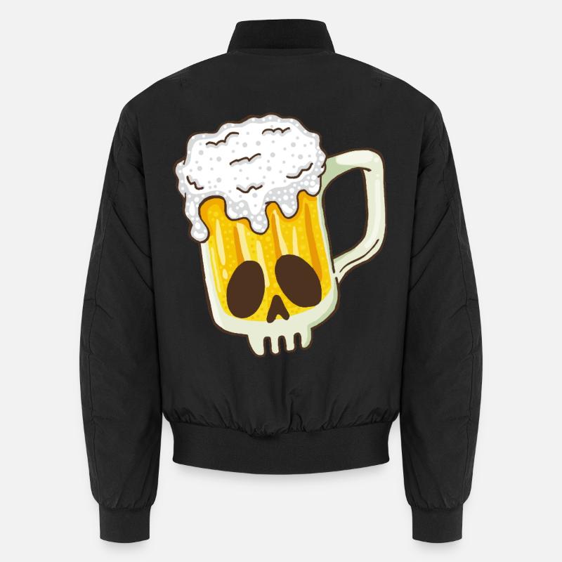 Crâne et bière - Bomber unisexe - noir