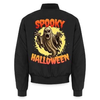 Halloween ghost scary ghost horror monster - Unisex Bomber Jacket - black - Back - AI Model Male 185 light (185cm)